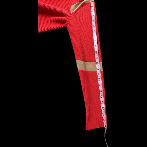 EUC Per Se By Carlisle Orange/Red & Tan Ribbed Sweater Size Large - Picture 6 of 7